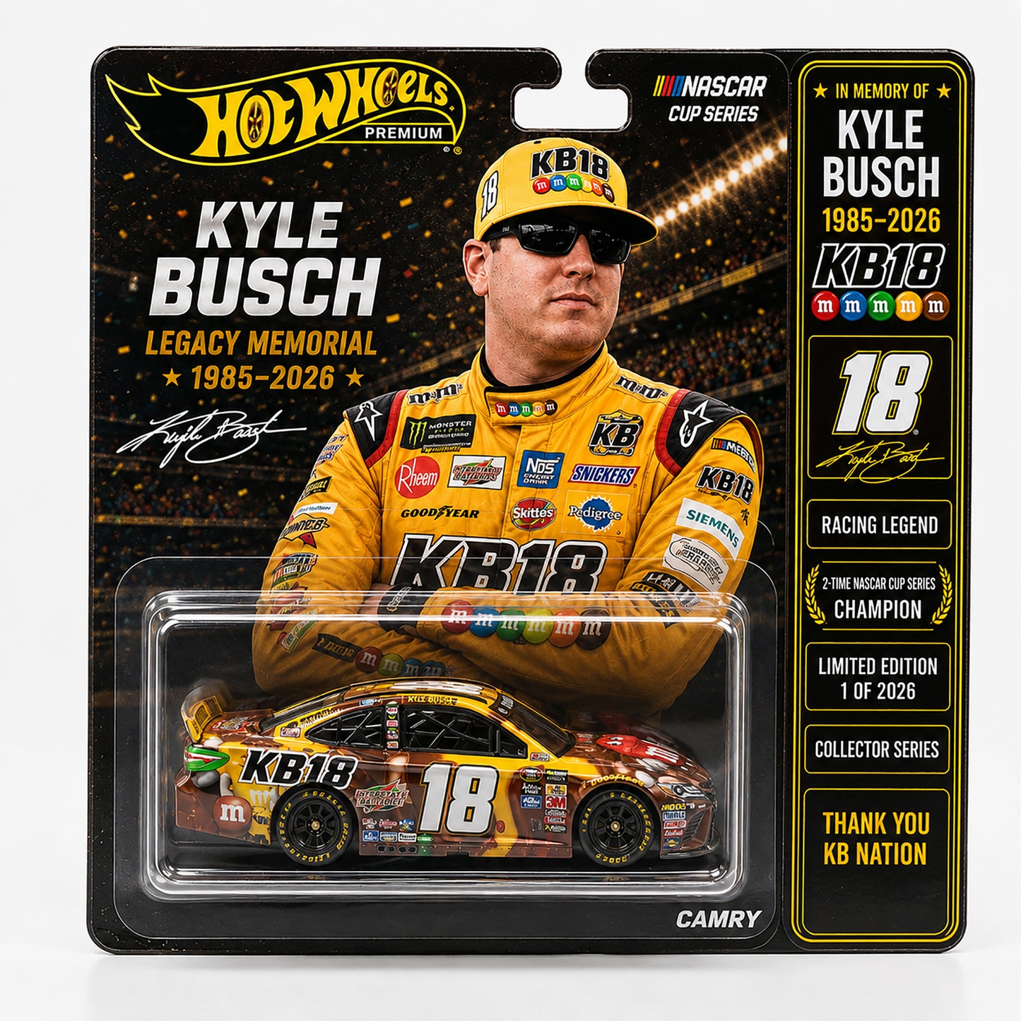 🔥Premium Kyle Busch Legacy Memorial No. 18 Camry – Championship Tribute Edition