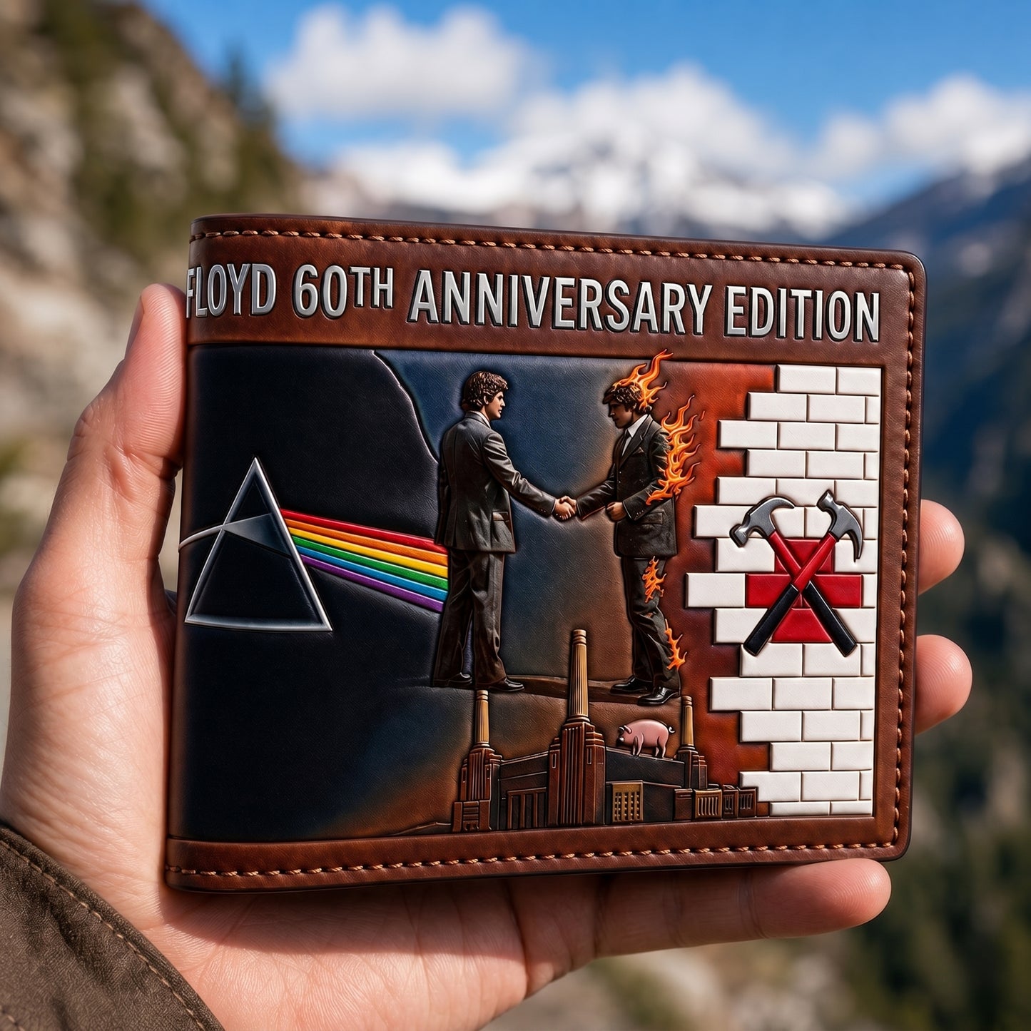 Pink Floyd 60th Anniversary Edition Embossed Leather Vintage Wallet