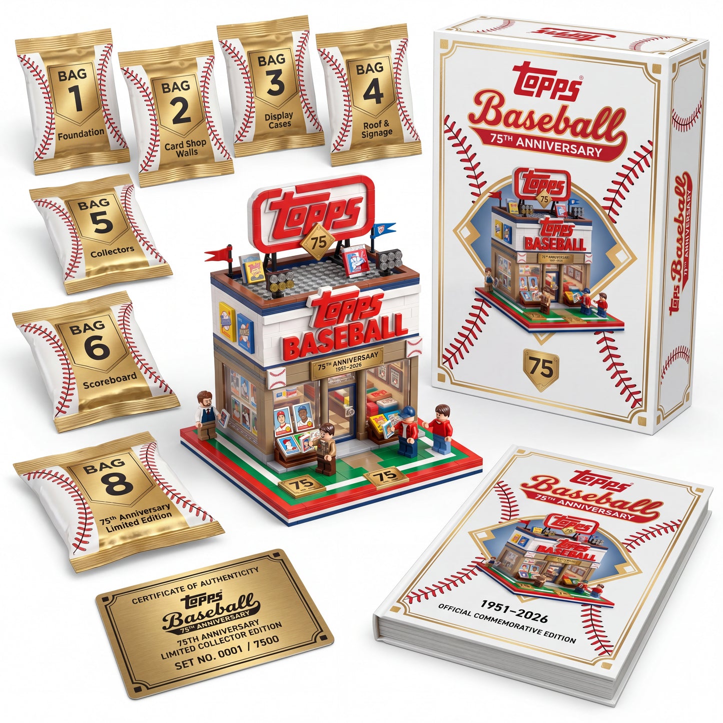 TOPPS Baseball 75th Anniversary Collector Card Emporium Building Set (1951–2026)