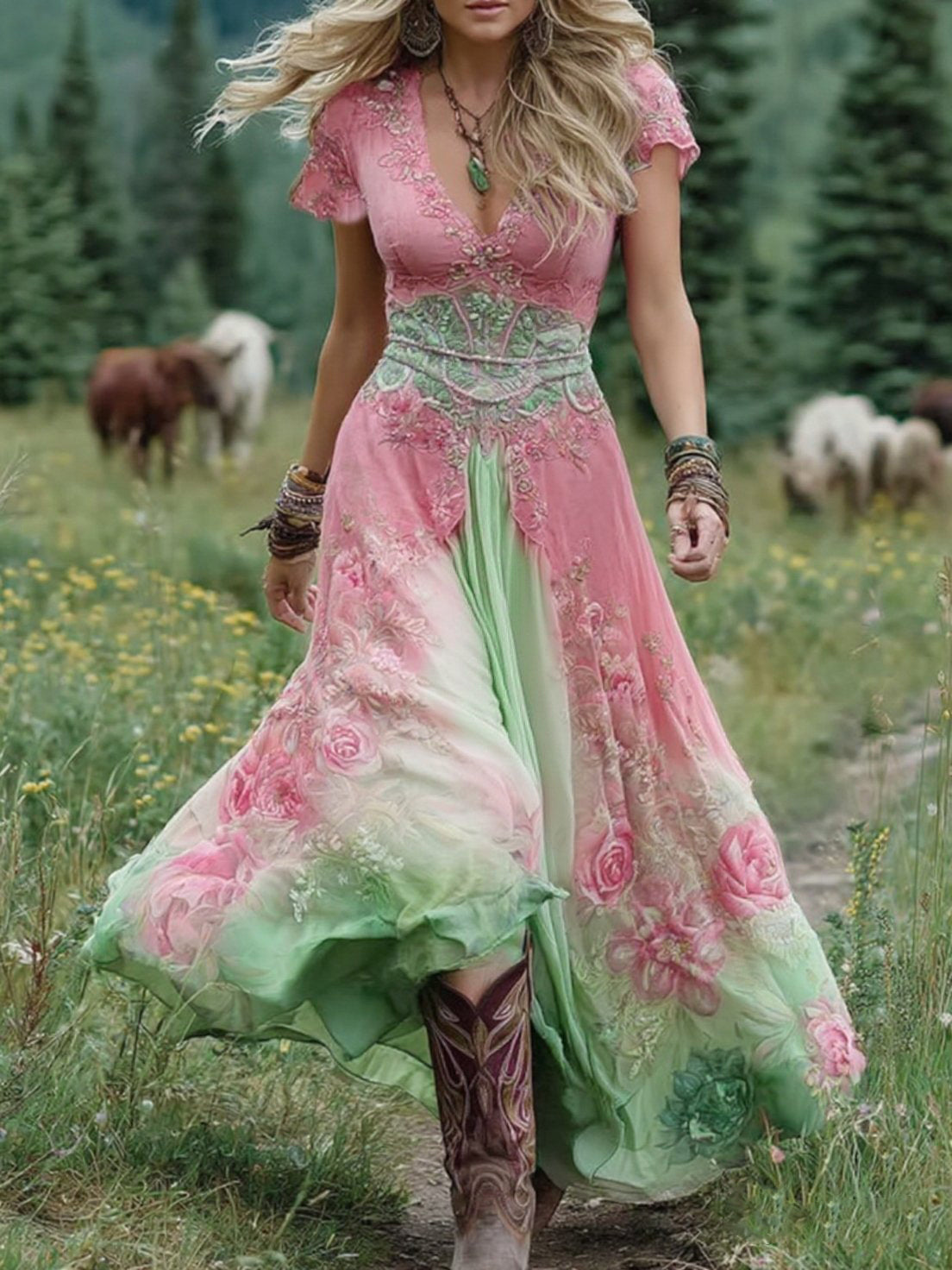 Denise™ Boho Floral Maxi Dress