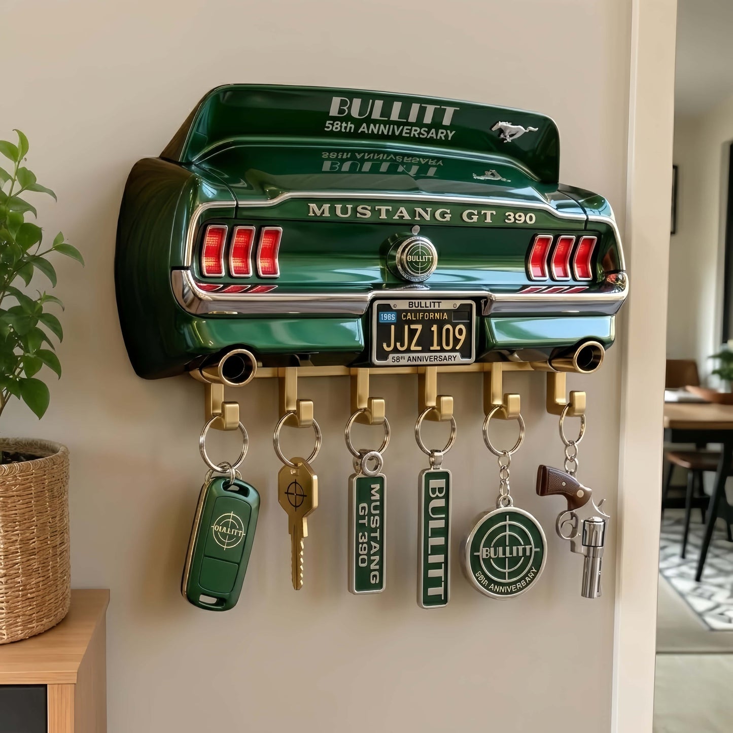 Bullitt 58th Anniversary Mustang GT 390 Car Tail Wall Mount Key Holder