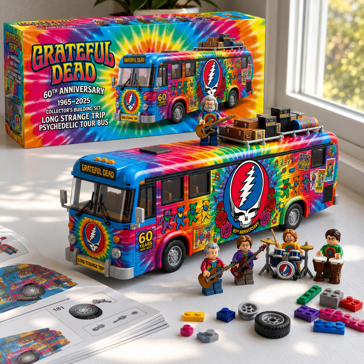 Grateful Dead 60th Anniversary Psychedelic Tour Bus Collector’s Building Set