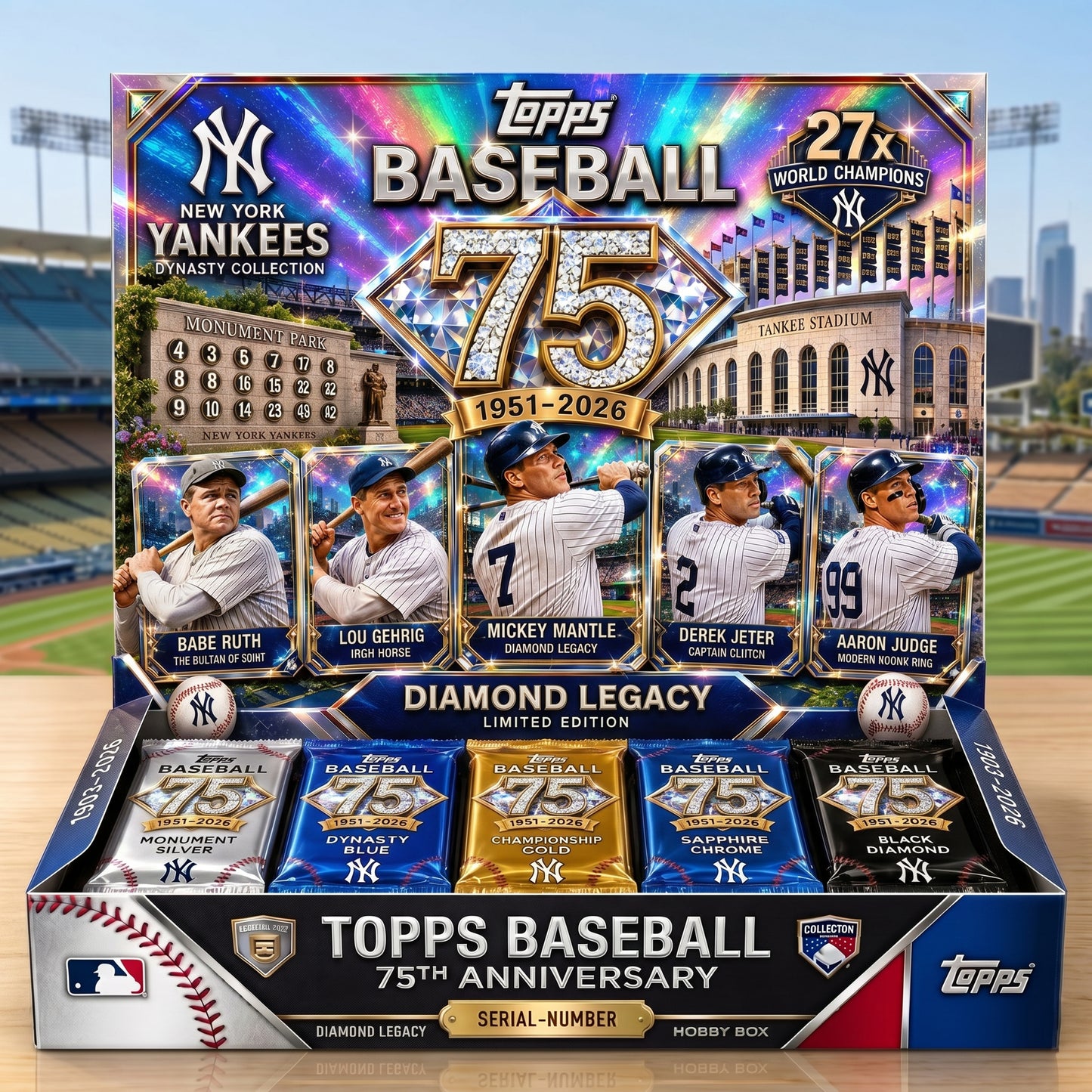 Topps Baseball 75 × New York Yankees Dynasty Diamond Legacy Premium Hobby Box