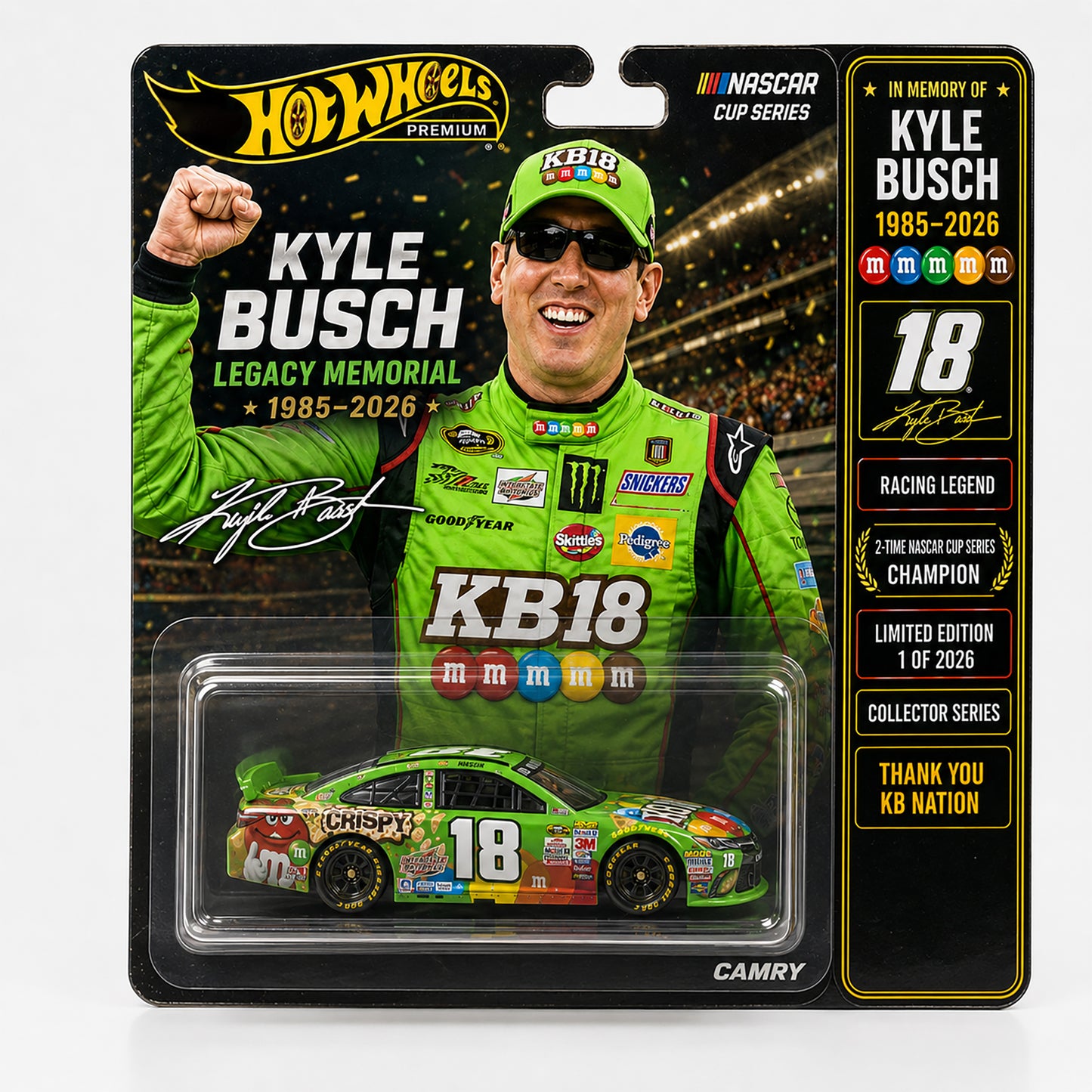 🔥Premium Kyle Busch Legacy Memorial No. 18 Camry – Championship Tribute Edition