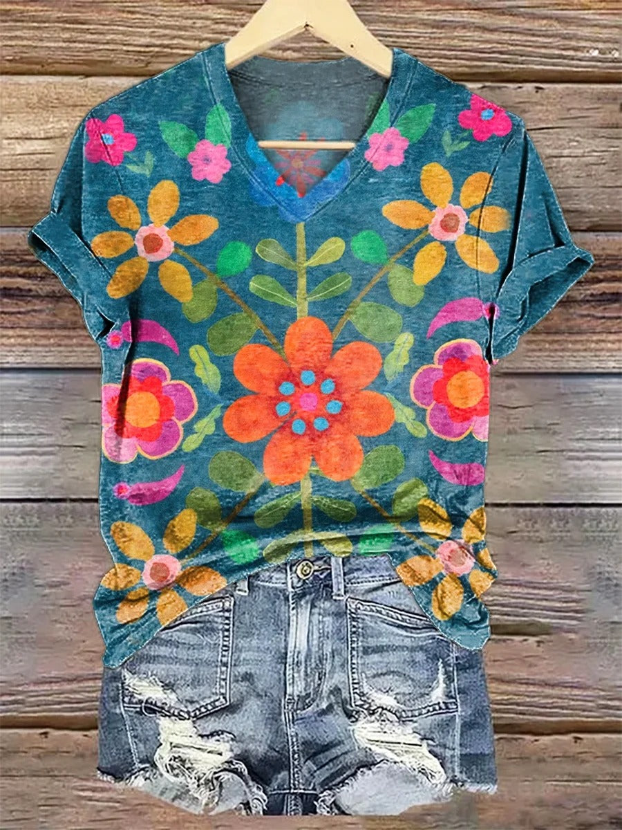 Women's Bohemian Floral Art Print Tank Top-1