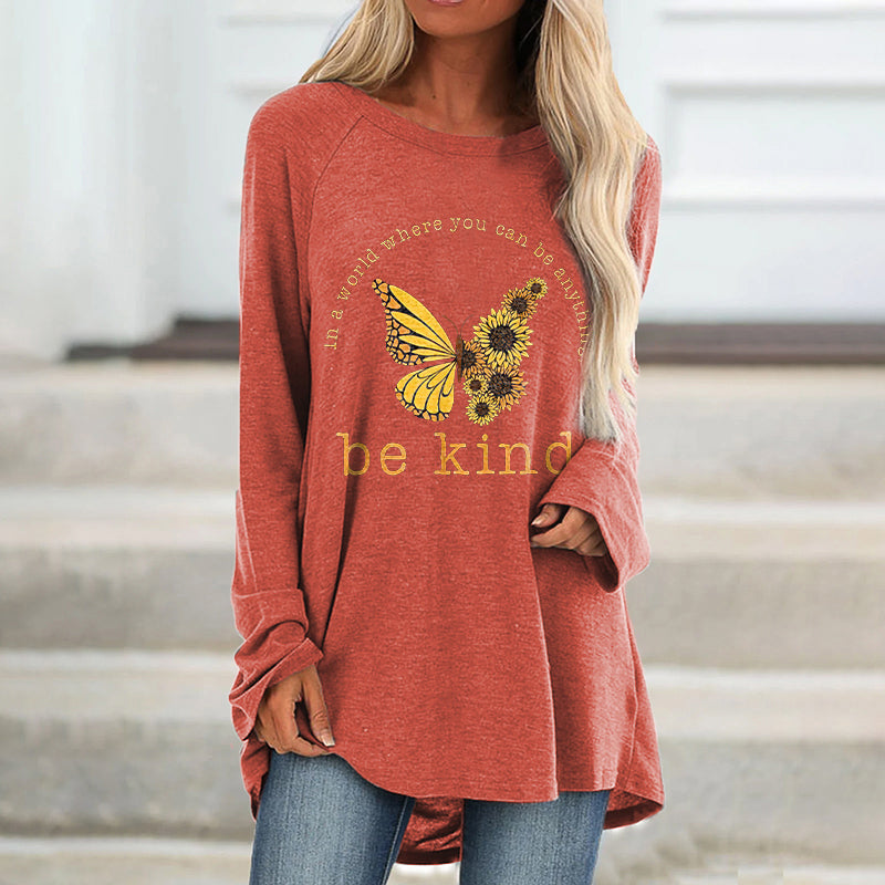 In A World Where You Can Be Anything Be Kind Butterfly Printed T-shirt