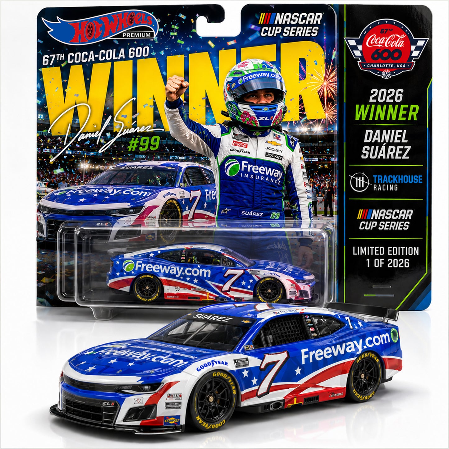 Premium × NASCAR Daniel Suárez Coca-Cola 600 WINNER Edition Firewheel