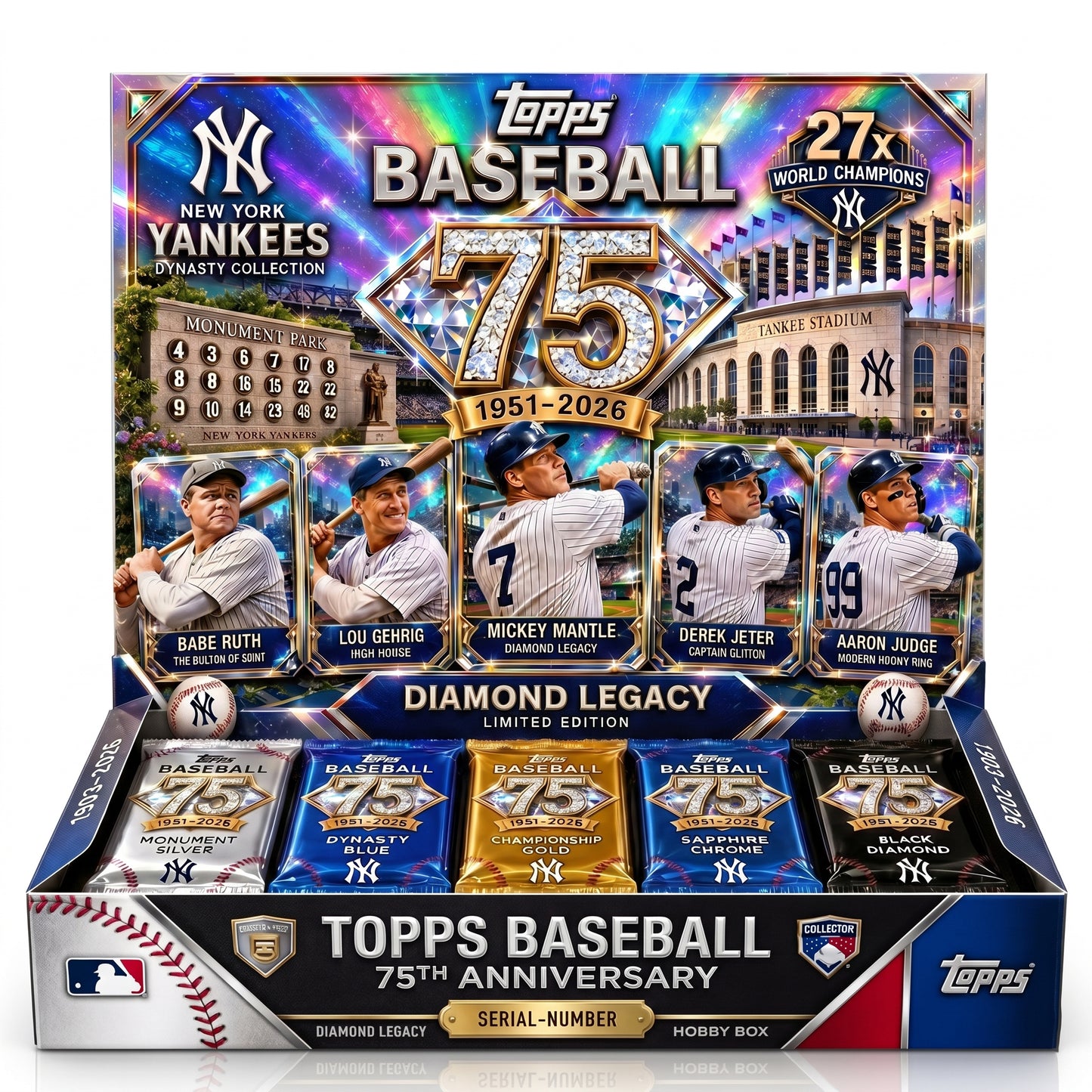Topps Baseball 75 × New York Yankees Dynasty Diamond Legacy Premium Hobby Box