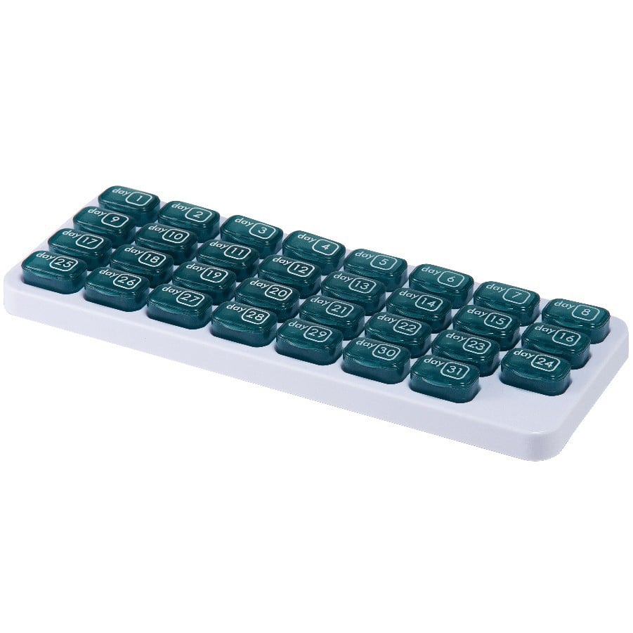 💊Monthly Pill Organizer with Easy-Open Lids - 31 Removable Daily Pods & Travel Case
