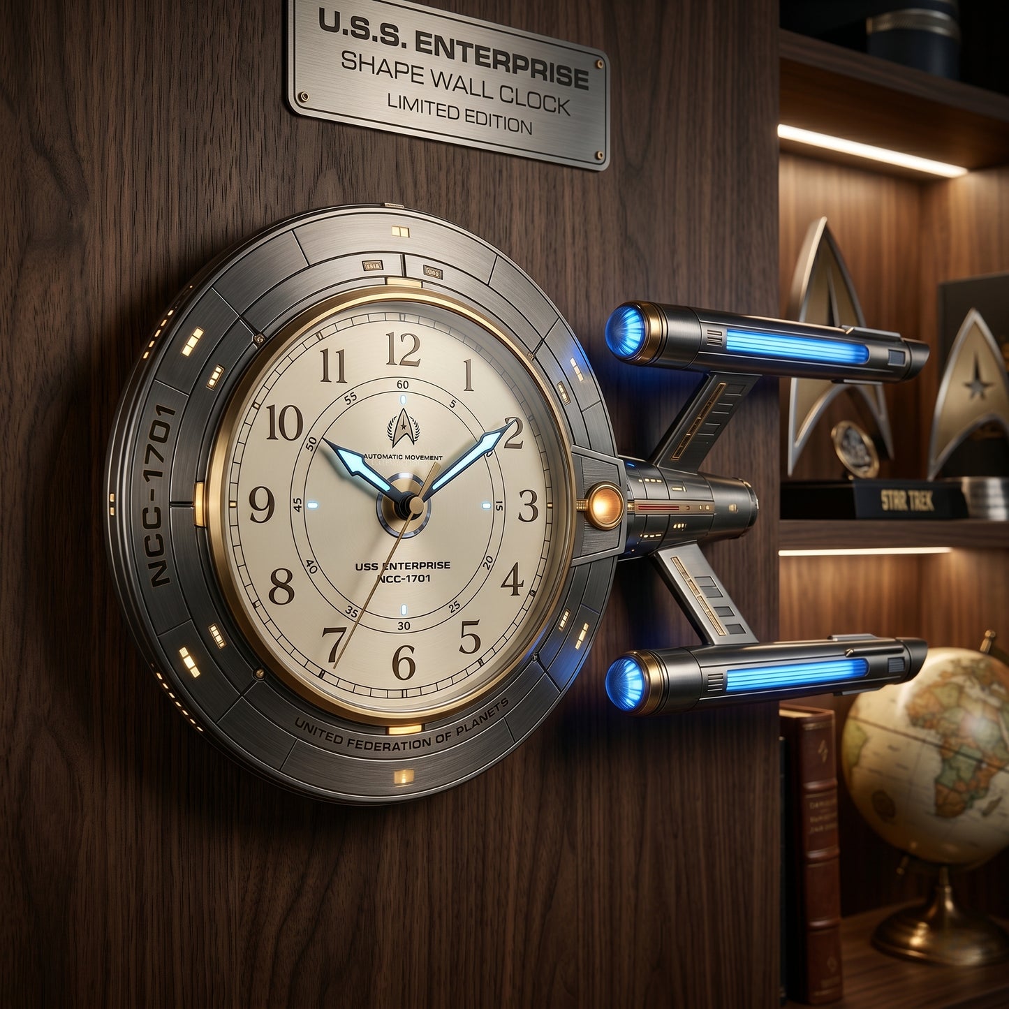 U.S.S. Enterprise | Limited Edition Starship-Shaped Wall Clock
