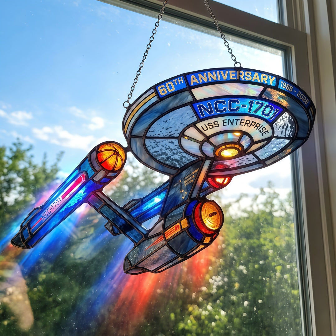 USS Enterprise (NCC-1701) 60th Anniversary Stained Glass Suncatcher