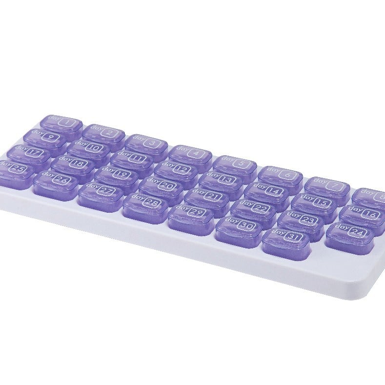 💊Monthly Pill Organizer with Easy-Open Lids - 31 Removable Daily Pods & Travel Case