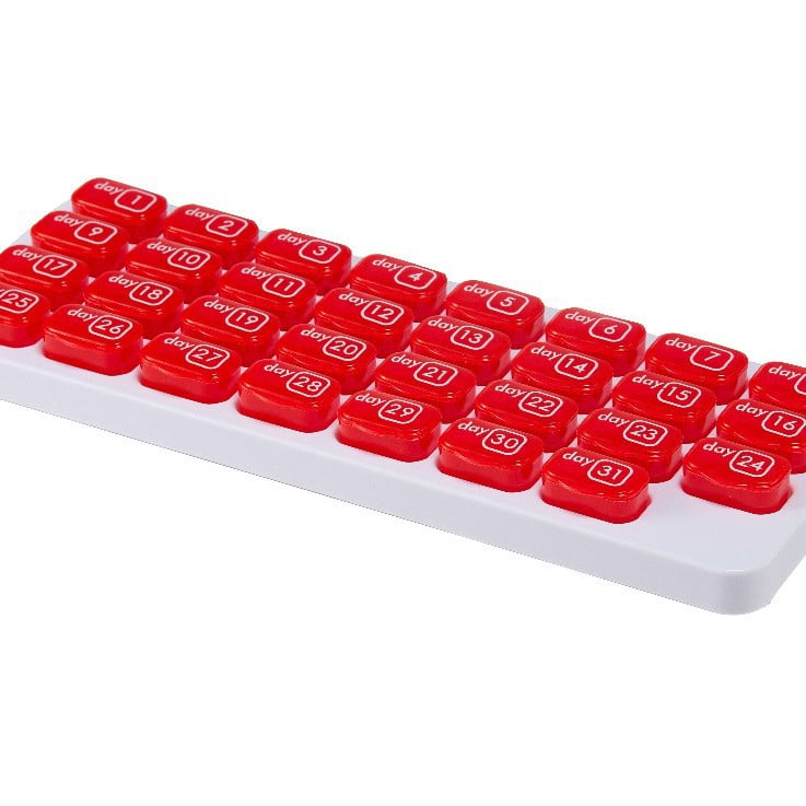💊Monthly Pill Organizer with Easy-Open Lids - 31 Removable Daily Pods & Travel Case