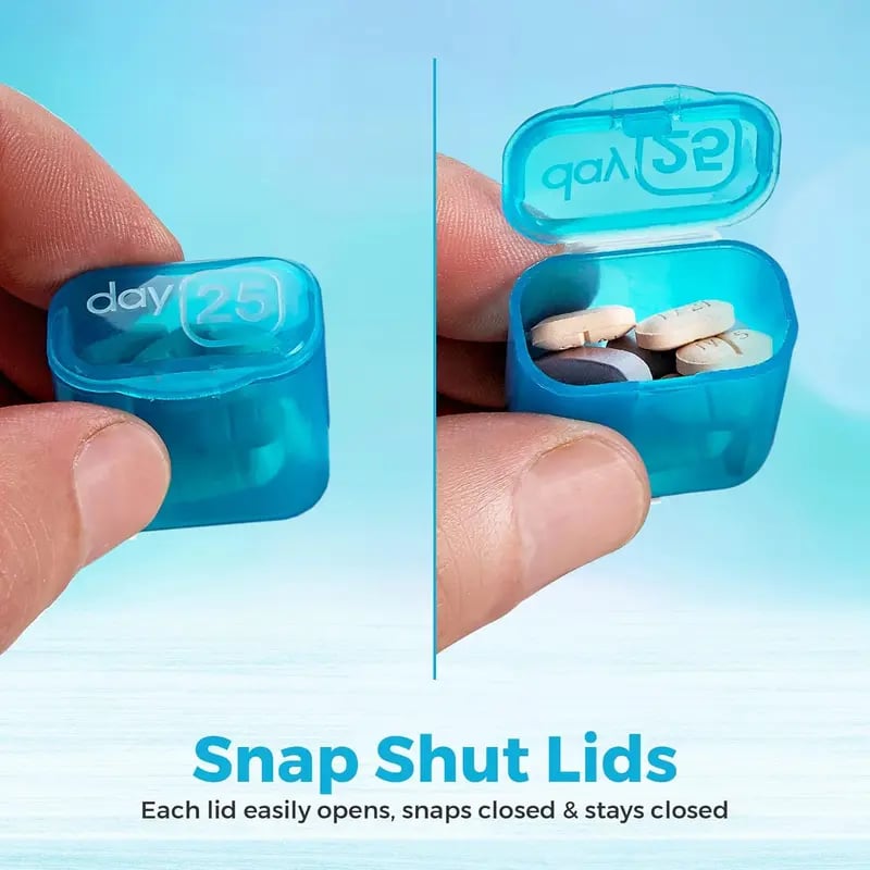 💊Monthly Pill Organizer with Easy-Open Lids - 31 Removable Daily Pods & Travel Case